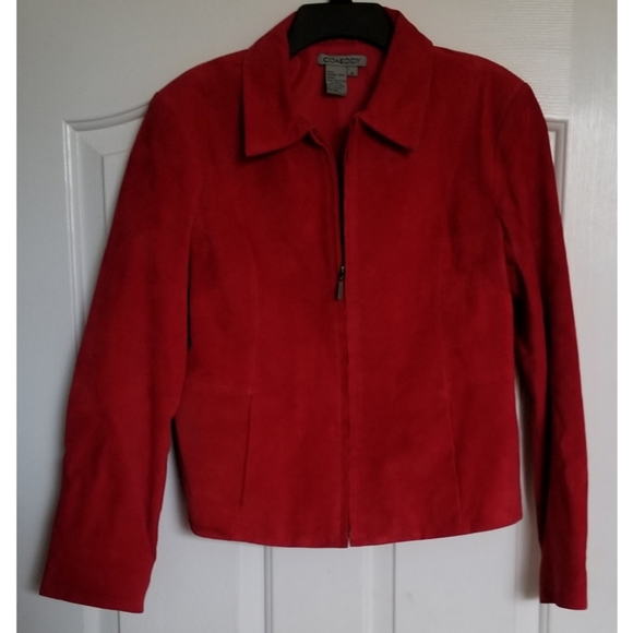 Suede Leather Jacket Red 